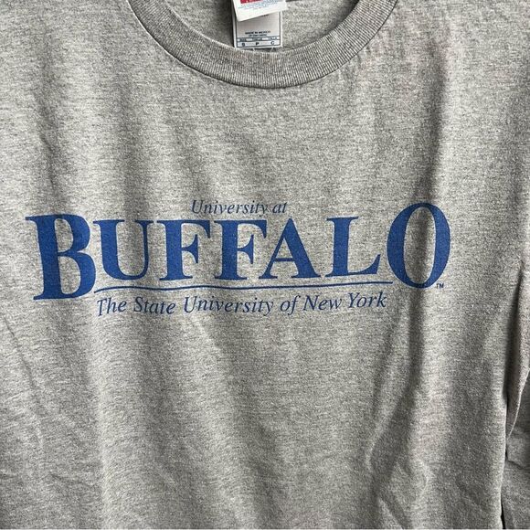SUNY Buffalo Gray & Blue Cotton Crewneck Long-Sleeve T-Shirt S - Picture 2 of 4